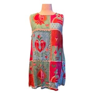 Paper Heart “Perfect Match” Tarot Heart Sleeveless Shift Dress, Sz XL, EUC